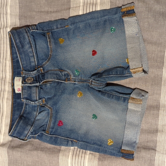 SO Other - Glitter Heart Jean Shorts